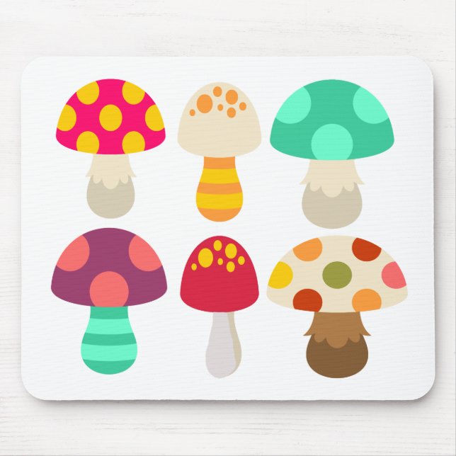Cute colourful mushrooms mouse pad (Front)