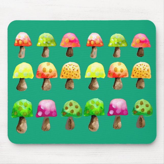 Cute colourful mushrooms mouse pad (Front)