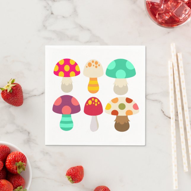 Cute colourful mushrooms napkin (Insitu)