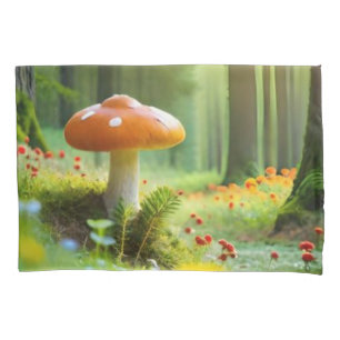 Cute colourful mushrooms pillowcase