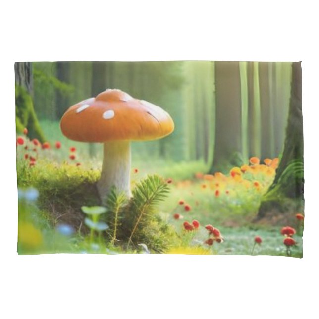 Cute colourful mushrooms pillowcase (Front)