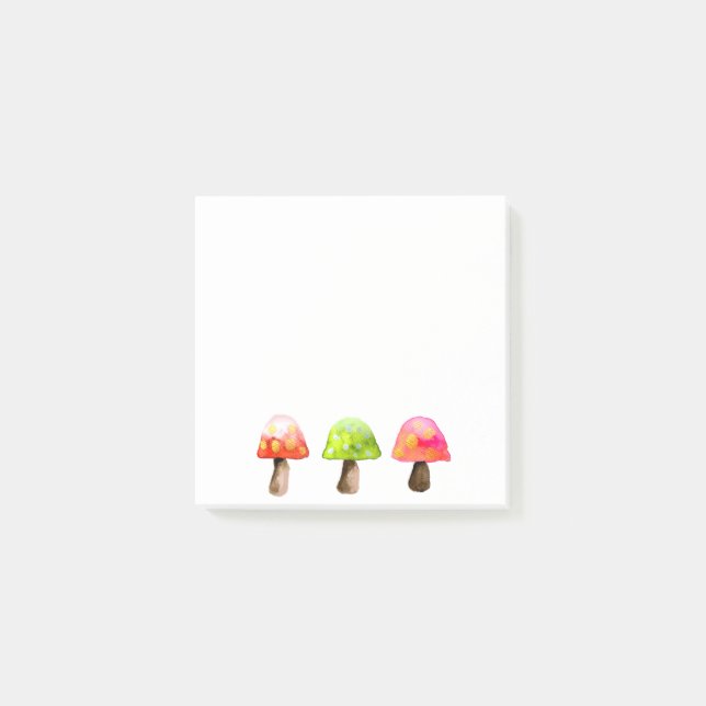 Cute colourful mushrooms post-it notes (Front)