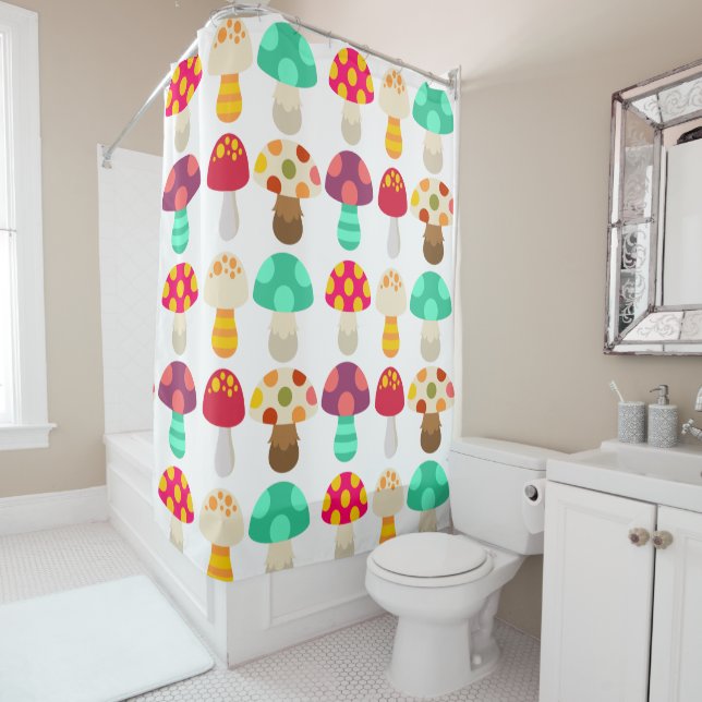 Cute colourful mushrooms shower curtain (In Situ)
