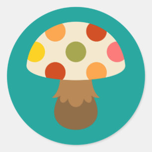Cute colourful mushrooms square sticker