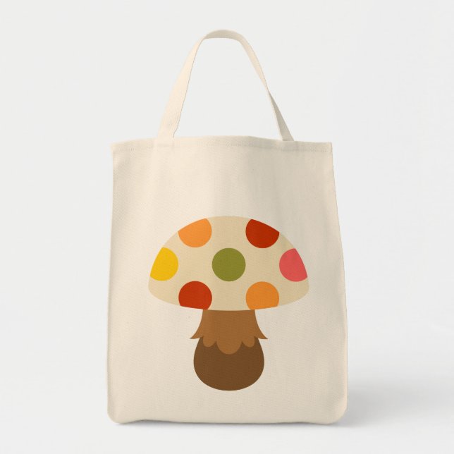 Cute colourful mushrooms tote bag (Front)