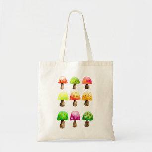 Cute colourful mushrooms tote bag