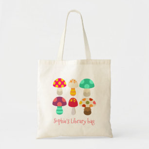 Cute colourful mushrooms tote bag