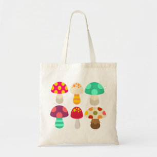 Cute colourful mushrooms tote bag