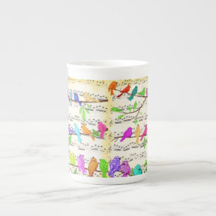 Cute Colourful Musical Birds Symphony - Happy Song Bone China Mug