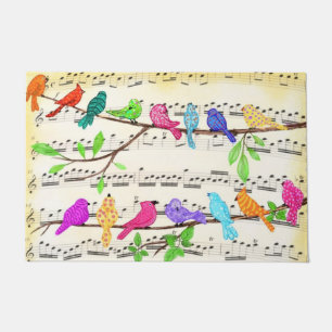 Cute Colourful Musical Birds Symphony - Happy Song Doormat
