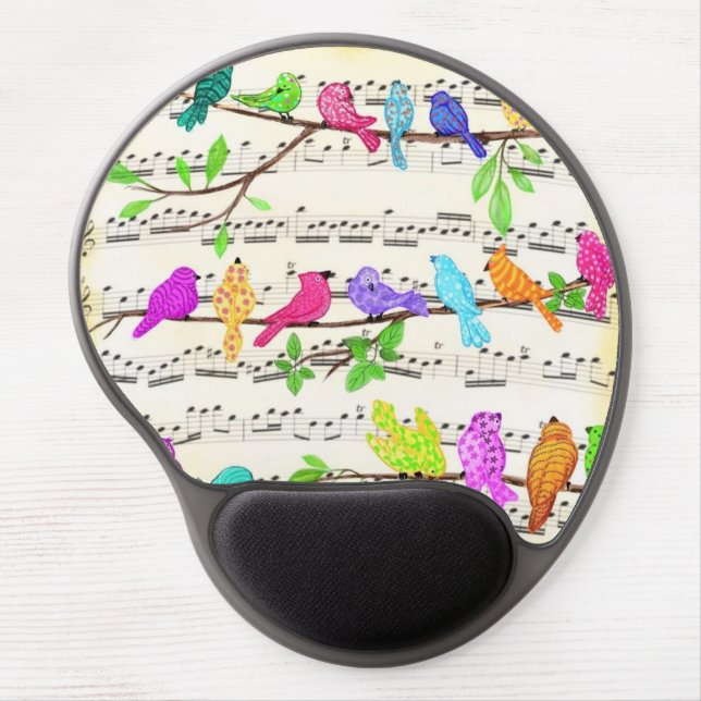 Cute Colourful Musical Birds Symphony - Happy Song Gel Mouse Pad (Front)