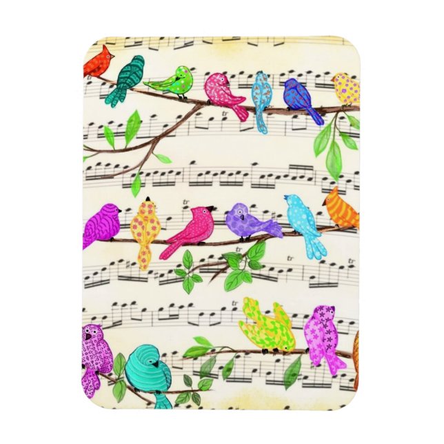 Cute Colourful Musical Birds Symphony - Happy Song Magnet (Vertical)