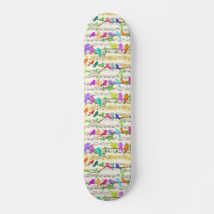 Cute Colourful Musical Birds Symphony - Happy Song Skateboard