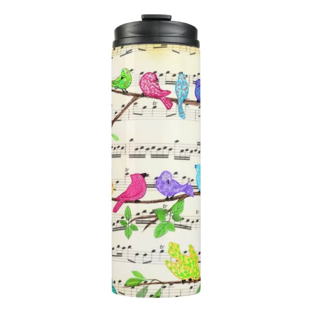 Cute Colourful Musical Birds Symphony - Happy Song Thermal Tumbler (Front)