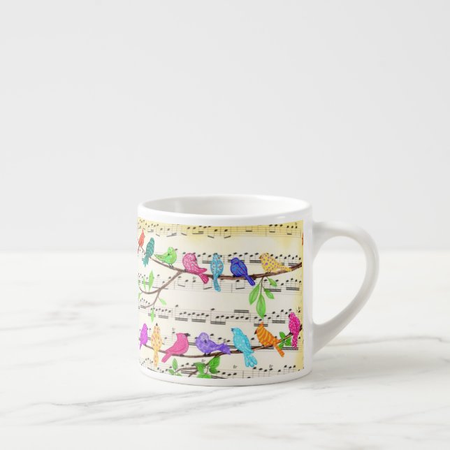 Cute Colourful Musical Birds Symphony - Magic Song Espresso Cup (Right)
