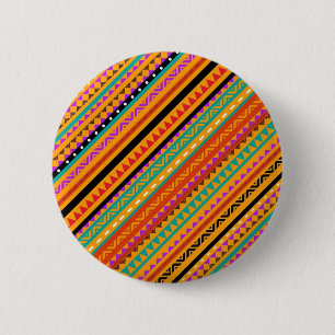 Cute colourful native aztec patterns design 6 cm round badge