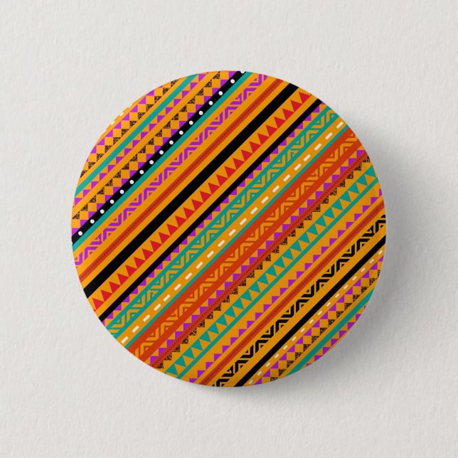 Cute colourful native aztec patterns design 6 cm round badge (Front)