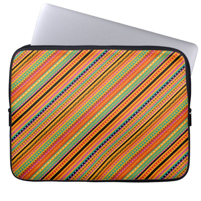 Cute colourful native aztec patterns design laptop sleeve (Front)
