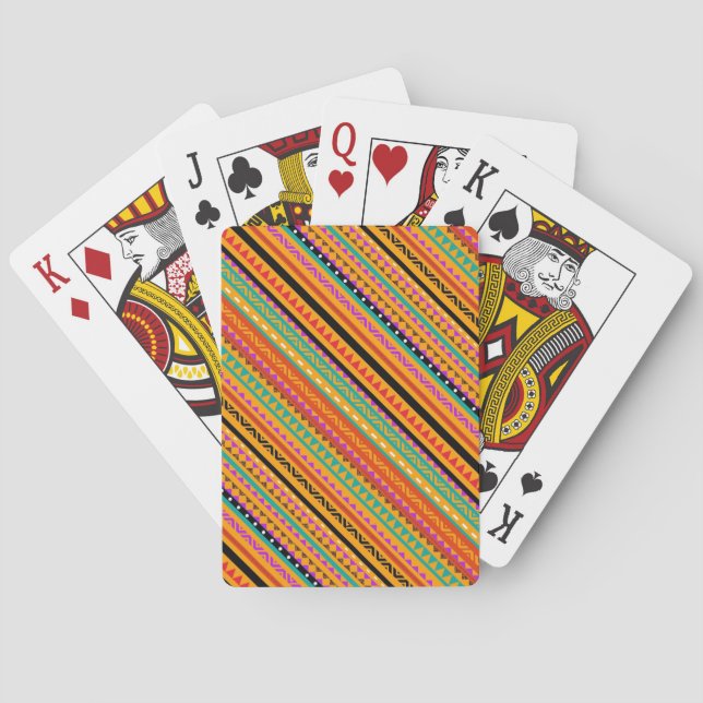 Cute colourful native aztec patterns design playing cards (Back)