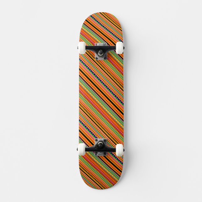 Cute colourful native aztec patterns design skateboard (Front)