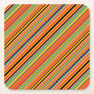 Cute colourful native aztec patterns design square paper coaster
