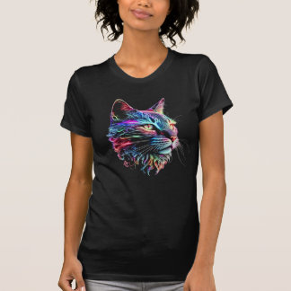 Cute Colourful Neon Cat T-Shirt