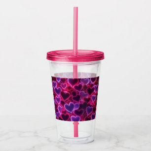 cute, colourful neon hearts Valentine's Day Acrylic Tumbler