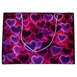 cute, colourful neon hearts Valentine's Day Large Gift Bag