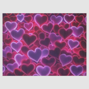 cute, colourful neon hearts Valentine's Day Tissue Paper
