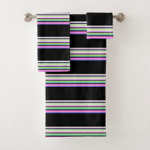 Cute colourful neon stripes bath towel set