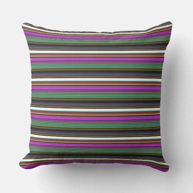 Cute colourful neon stripes cushion (Front)