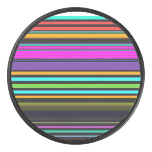Cute colourful neon stripes hockey puck