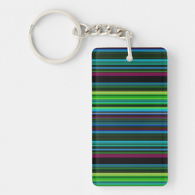Cute colourful neon stripes key ring (Front)