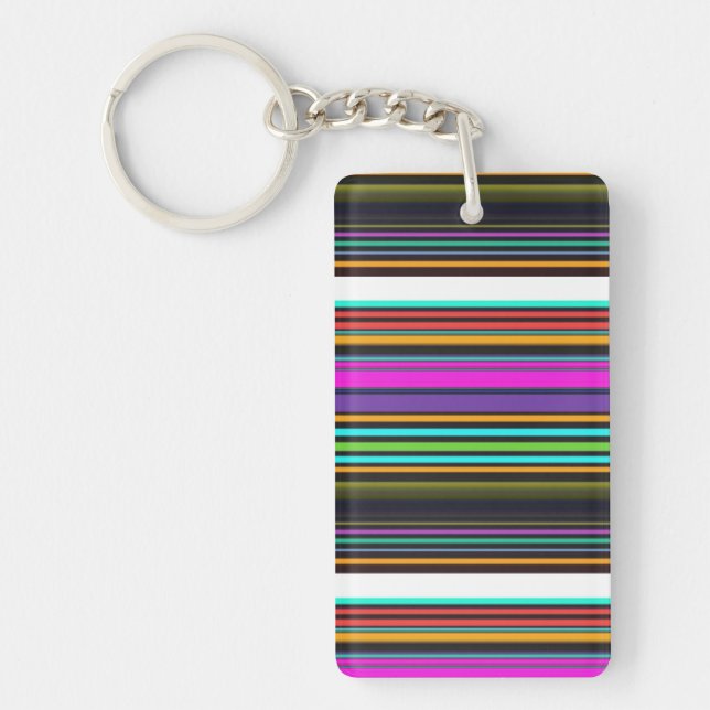 Cute colourful neon stripes key ring (Front)