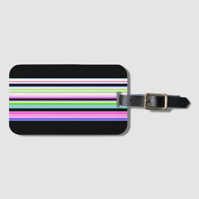 Cute colourful neon stripes luggage tag (Front Horizontal)