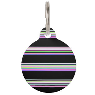 Cute colourful neon stripes pet tag
