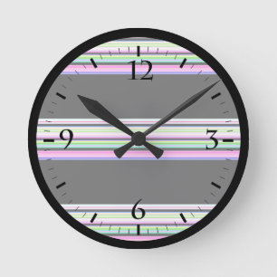 Cute colourful neon stripes round clock