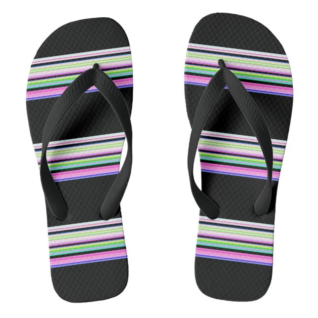 Cute colourful neon stripes thongs (Footbed)