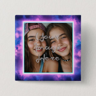 Cute Colourful Neon Vaporwave Photo Border 15 Cm Square Badge