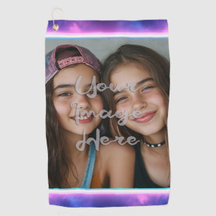 Cute Colourful Neon Vaporwave Photo Border Golf Towel
