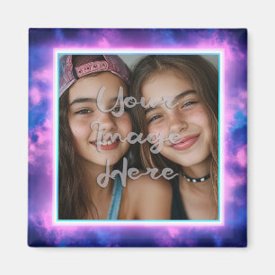 Cute Colourful Neon Vaporwave Photo Border Magnet