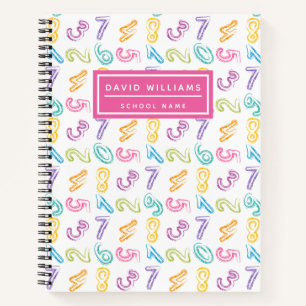 Cute Colourful Numbers Pattern Kids Name School Notebook