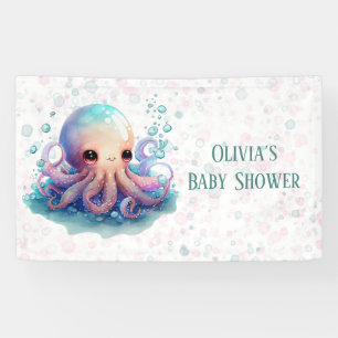 Cute Colourful Octopus Baby Shower Custom Banner