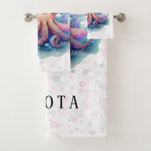 Cute Colourful Octopus Baby Shower Custom Gift  Bath Towel Set