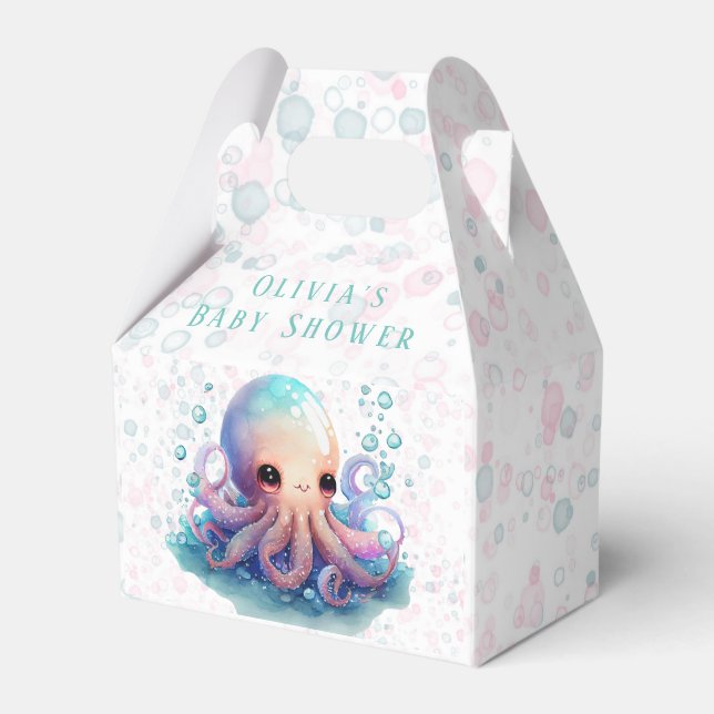 Cute Colourful Octopus Baby Shower Favour Box (Front Side)