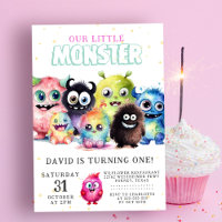 Cute Colourful Our Little Monster 1st Birthday