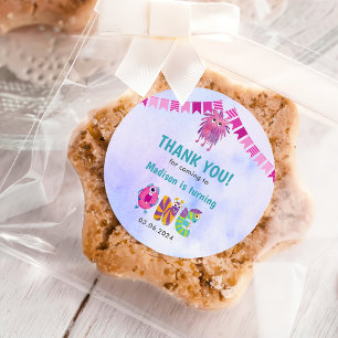 Cute Colourful Our Little Monster Birthday Classic Round Sticker