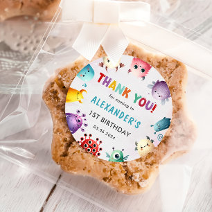 Cute Colourful Our Little Monster Birthday  Classic Round Sticker