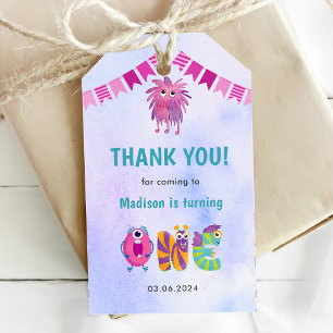 Cute Colourful Our Little Monster Birthday Party  Gift Tags