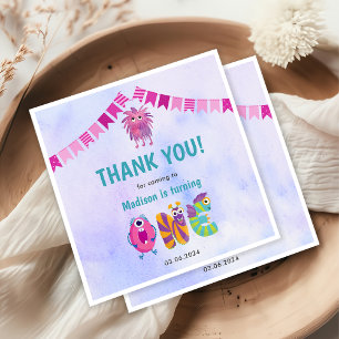 Cute Colourful Our Little Monster Birthday Party  Napkin
